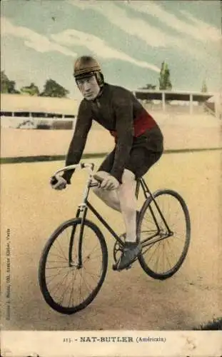 CPA Radrennfahrer Nat-Butler, Américain