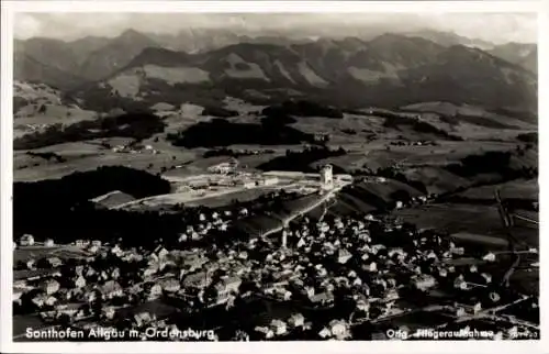 Ak Sonthofen im Oberallgäu Schwaben, Fliegeraufnahme, Ordensburg