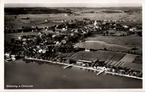 Ak Chieming am Chiemsee Oberbayern, Fliegeraufnahme