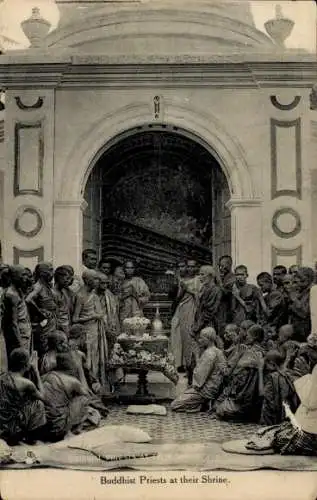 PC Colombo Ceylon Sri Lanka, Buddhist Priests at their Shrine