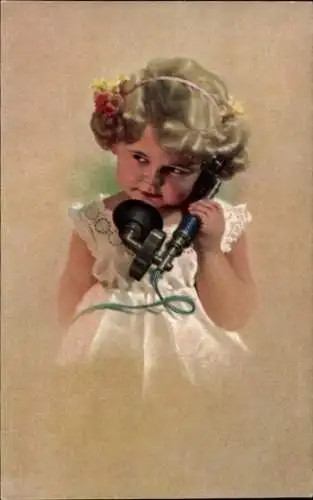 Ak Blondes Mädchen am Telefon