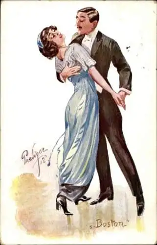 Künstler Ak Tanzendes Liebespaar, Tanzpaar, Boston