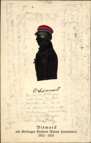 Scherenschnitt Studentika Ak Bismarck als Göttinger Student