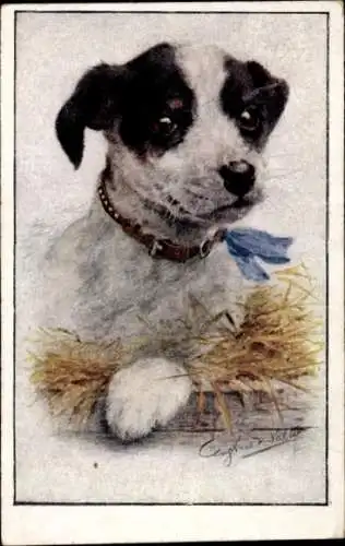 Künstler Ak Junger Hund, Welpe, Gemaltes Porträt