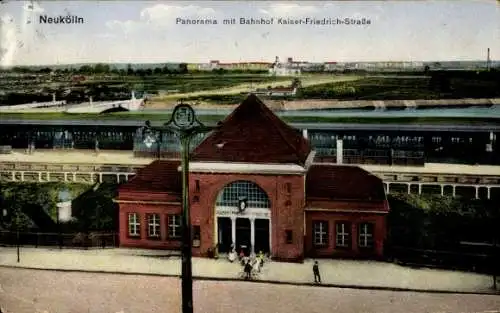 Ak Berlin Neukölln, Panorama, Bahnhof Kaiser Friedrich Straße
