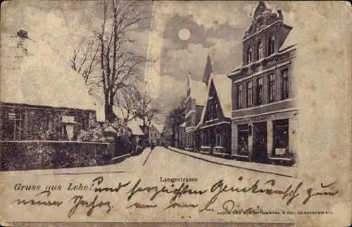 Mondschein Ak Lehe Bremerhaven, Langestraße