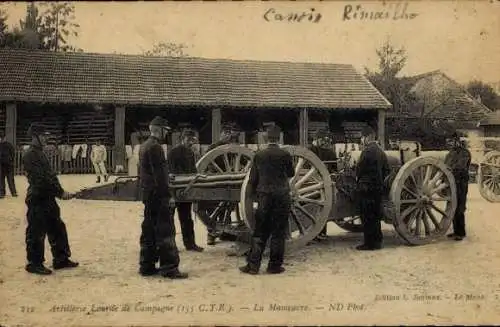 Ak Französische Armee, Französische Soldaten, Geschütz, Manöver