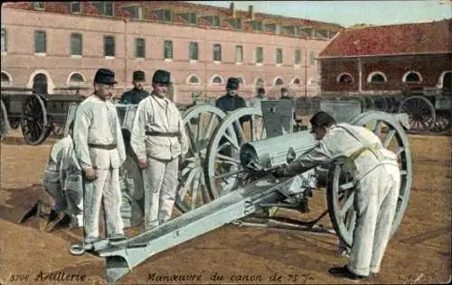 Ak Französische Armee, Soldaten, Geschütz, Artillerie
