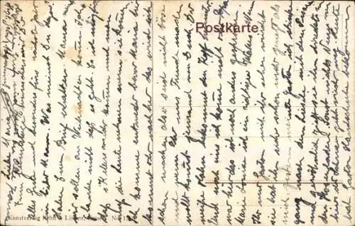 Künstler Ak Postkutsche vor einem Gasthaus, Bauern mit Ziege