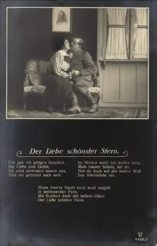 Ak Liebespaar, Frau und Soldat, Der Liebe schönster Stern
