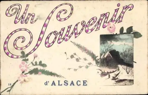 Ak Andlau Elsass Bas Rhin, Souvenir, Ansicht eines Hauses im Schnee