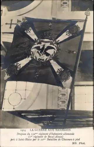 CPA Drapeau du 132. regiment d'Infanterie allemande, 1914