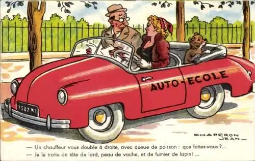 Künstler Ak Chaperon, Jean, Fahrschule