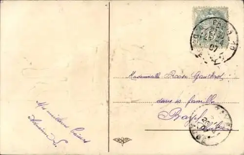 Litho Mädchen mit Blumen, Portrait, Freundschaft