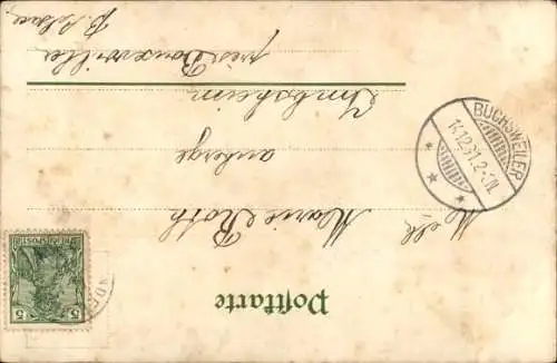 Litho Mädchen mit Katze, Blumen