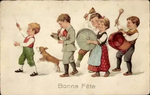 Ak Bonne Fete, musizierende Kinder