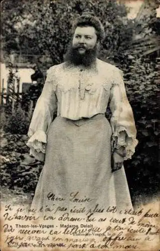 CPA Thaon les Vosges, Madame Delait, Femme à Barbe