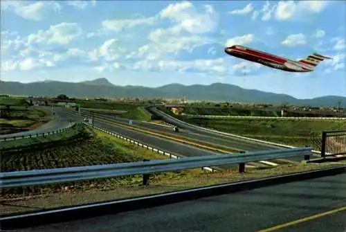 Ak Palma de Mallorca Balearische Inseln, Flughafen, Autobahn, Flugzeug, Landschaft