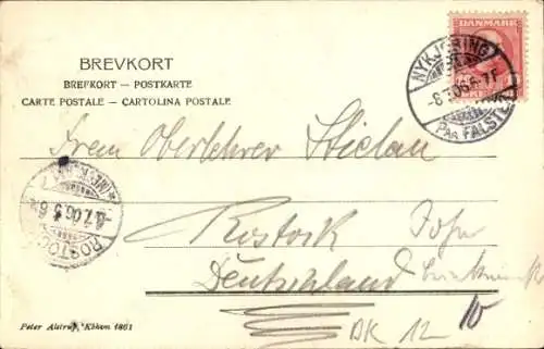 Ak Nyköbing Nykøbing Falster Dänemark, Rathaus von Nykøbing F., Architektur, Ziegelbau, Flaggen