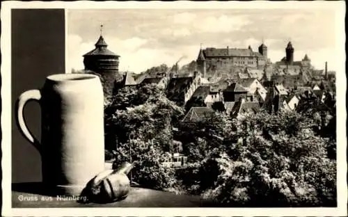 Ak Nürnberg, Gesamtansicht, Bierkrug