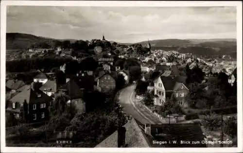 Ak Siegen in Westfalen, Stadtansicht von  Blick zum Oberon Schloss, Landschaft, Häuser