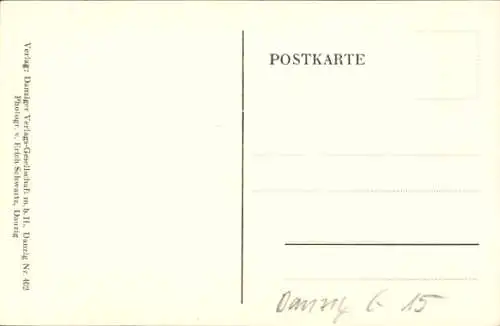 Ak Gdańsk Danzig, Grüne Brücke, grünes Tor, historische Gebäude, Straßenansicht, Fußgänger