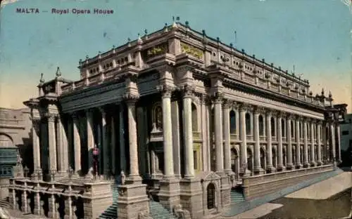 Ak Valletta Malta, Royal Opera House, Blick auf das Opernhaus