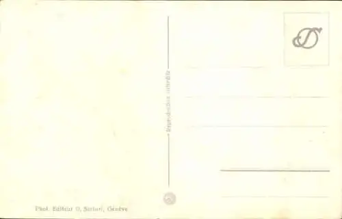 Ak Genève Genf Schweiz, Stadtansicht, Rue du Mont Blanc, Mont Blanc im Hintergrund, Trambahn