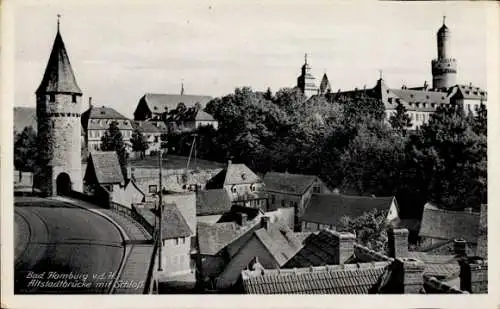 Ak Bad Homburg vor der Höhe Hessen, Stadtansicht, Altstadtbrücke, Schloss, historische Archite...