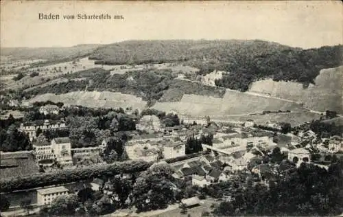 Ak Baden Kanton Aargau Schweiz, Blick vom Schartenfels aus