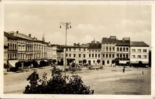 Ak Frýdek Místek Friedek Friedeck Region Mährisch Schlesien, Marktplatz, historische Gebäude, ...
