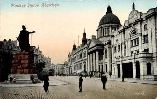 Ak Aberdeen Schottland, Wallace Statue, Stadtansicht