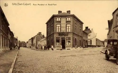 Ak Gilly Charleroi Wallonien Hennegau, Rues Marabout et Rond-Point