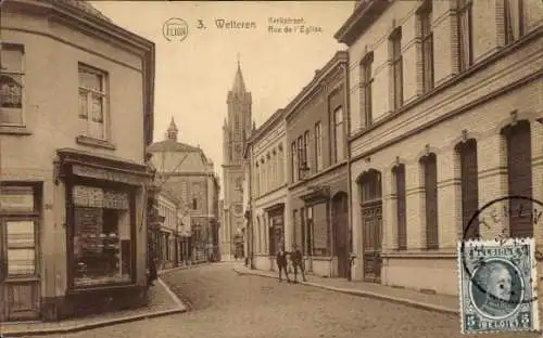 Ak Wetteren Ostflandern, Stadtansicht, Kirche, Straßenansicht, historische Postkarte