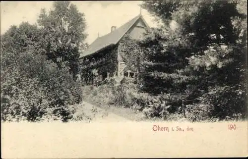 Ak Ohorn in Sachsen, Haus umgeben von Bäumen, Postkarte mit Jahr 1900