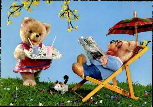 9 alte Ak Teddys, Plüschtiere, diverse Ansichten