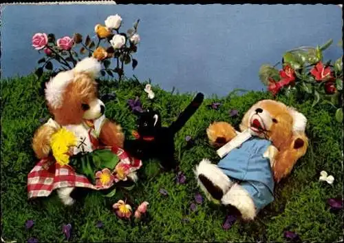 9 alte Ak Teddys, Plüschtiere, diverse Ansichten