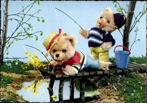 9 alte Ak Teddys, Plüschtiere, diverse Ansichten