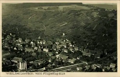 Ak Weil (bei Lörrach) am Rhein Baden, Fliegeraufnahme