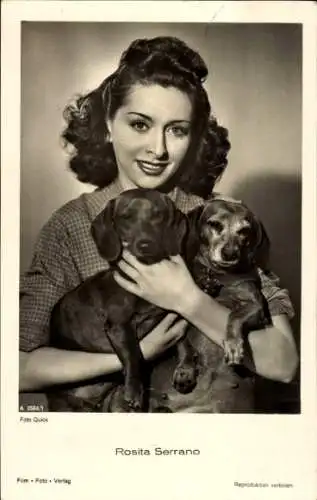 Ak Schauspielerin Rosita Serrano, Portrait, Dackel, Autogramm