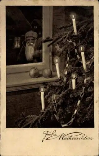 Ak Glückwunsch Weihnachten, Weihnachtsmann, Tannenbaum