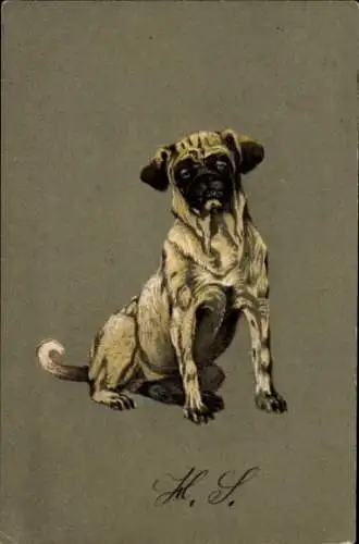 Litho Hund, Gemaltes Porträt