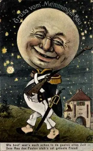 Ak Memmingen in Schwaben, Memminger Mau, Mond