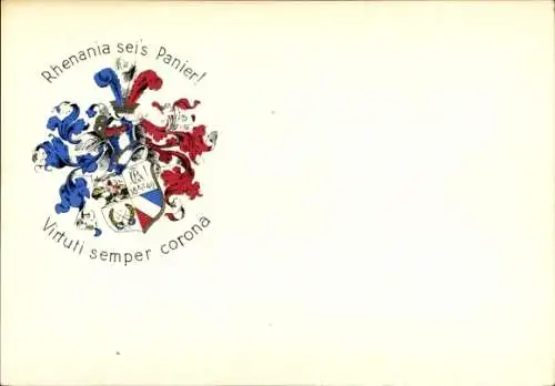 Studentika Ak Heidelberg am Neckar, Rhenania sei's Panier, Virtuti semper corona