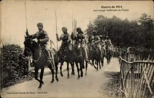 CPA La Guerre 1914, Les troupes Indiennes en France