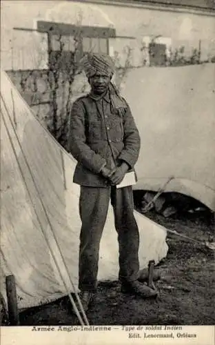 CPA Armée Anglo-Indienne, Type de soldat Indien