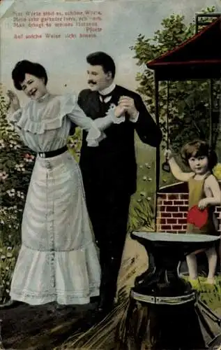 Ak Liebespaar, Gedicht, Nur Worte sind es, schöne Worte