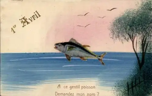 Ak Glückwunsch 1. April, Fisch, Meer