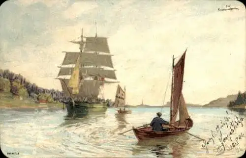 Künstler Ak Segelschiff, Segelboote