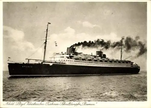 Ak Dampfer Bremen, Norddeutscher Lloyd Bremen, Turbinenschnelldampfer